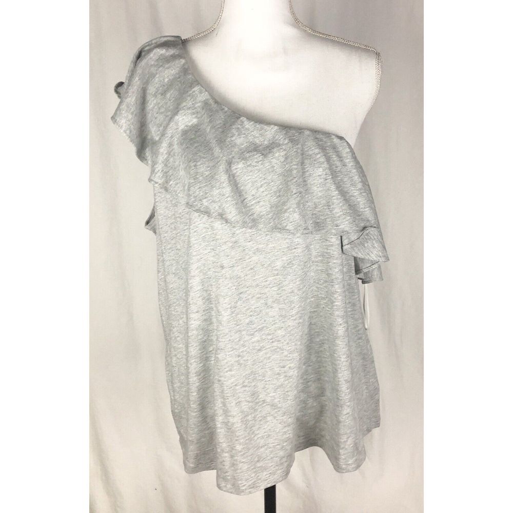New Banana Republic Gray open one shoulder Top Size XL Sleeveless Supima Cotton